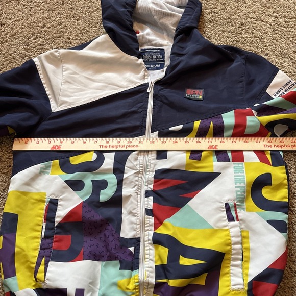 Parish Nation Track Suit Sz Large Pant Med Jacket Blue W Geometric Print Retro - Picture 16 of 16